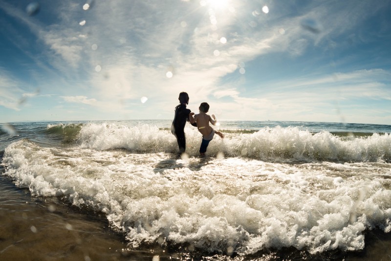 Brothers Playing with the Waves