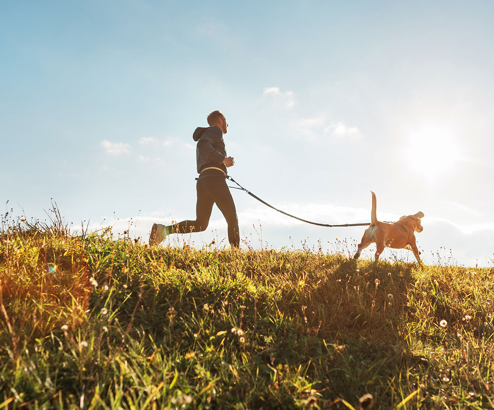 Exercising Man and Dog