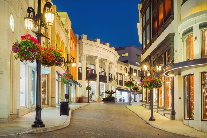 Stores on Rodeo Drive in Beverly Hills Los Angeles California