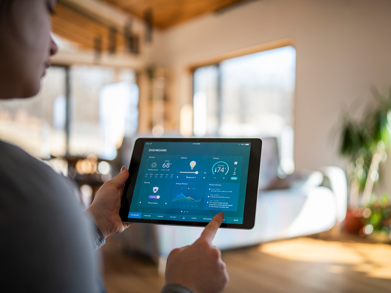 woman using tablet